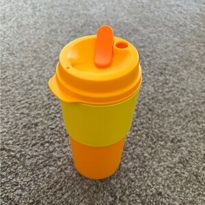 Tupperware Orange and Yellow Travel Mug